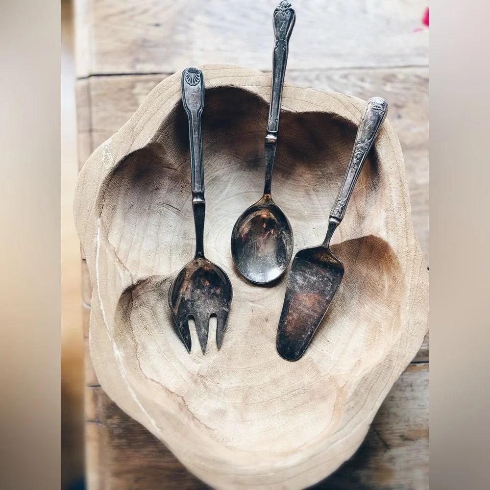 Vintage 3-Piece Stainless Serving Set Monogram Z Pie Server Spoon Fork